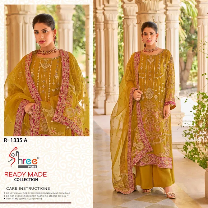 R 1335 Shree Fab Organza Embrodairy Pakistani Readymade Suits Wholesale In India